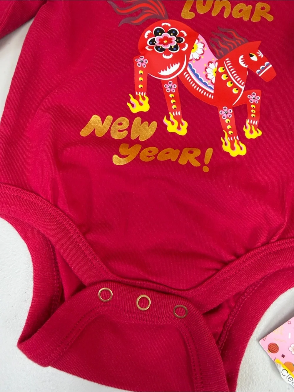 Happy Lunar New Year Red Baby Bodysuit long sleeve newborn onesie by Target